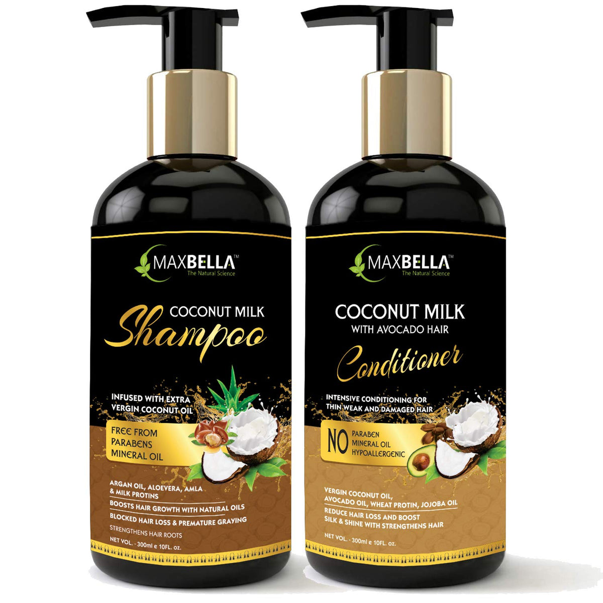 Coconut Milk Hair Shampoo (300ml) & Coconut Milk Hair Conditioner (300ml) Combo Pack