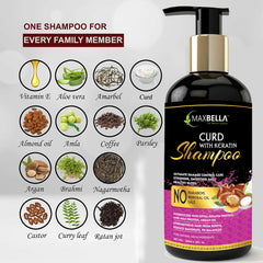 Curd With Keratin Protein Hair Shampoo 300ml,Keratin Hair Conditioner 300ml & Red Onion Hair Oil 200 ml Combo (3 Items in the set)