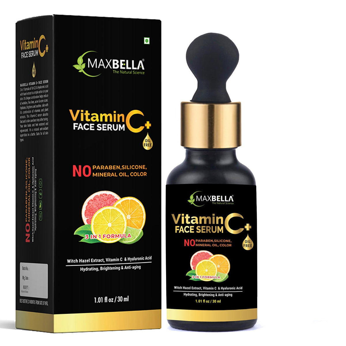 Vitamin C Serum with Hyaluronic Acid, Witch Hazel and Hydrolyzed Oat Protein 30ml Pack